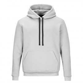 BEYAZ KAPŞONLU KANGURU CEPLİ SWEATSHİRT
